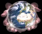 World in hand logo